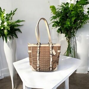 Coach Tan and Cream Tote Bag